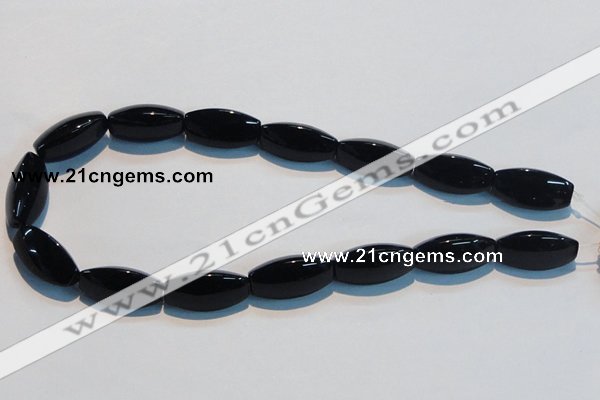 CAB822 15.5 inches 12*24mm rice black agate gemstone beads wholesale