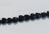 CAB824 15.5 inches 6*6mm faceted heart black agate gemstone beads