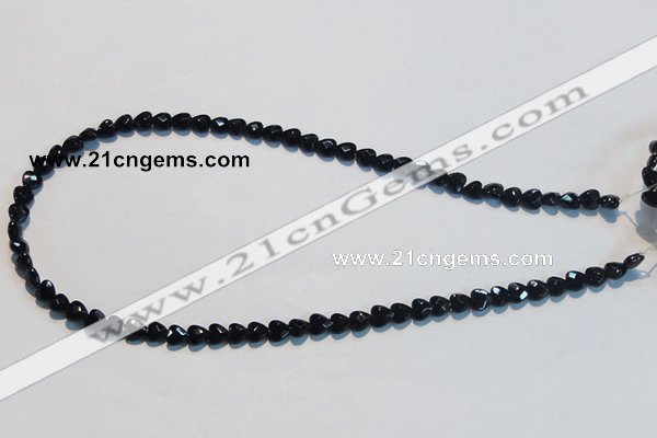 CAB824 15.5 inches 6*6mm faceted heart black agate gemstone beads