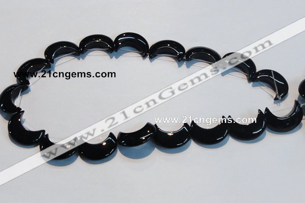 CAB826 15.5 inches 10*20mm moon black agate gemstone beads wholesale