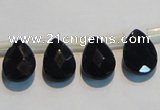 CAB828 10*14mm top-drilled teardrop black agate gemstone beads