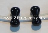 CAB829 10*20mm dumbbell-shaped black agate gemstone beads