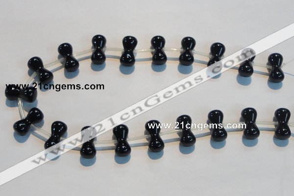 CAB829 10*20mm dumbbell-shaped black agate gemstone beads