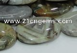 CAB83 15.5 inches 22*30mm oval silver needle agate gemstone beads