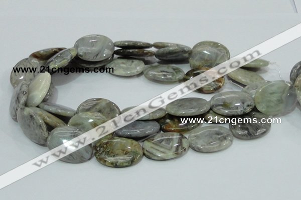 CAB83 15.5 inches 22*30mm oval silver needle agate gemstone beads