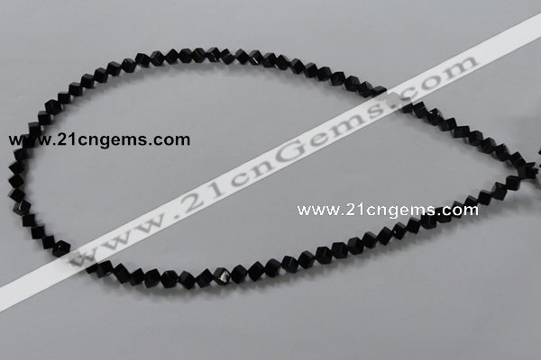 CAB830 15.5 inches 4*4mm cube black agate gemstone beads wholesale