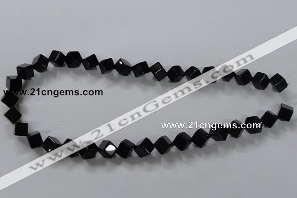 CAB831 15.5 inches 8*8mm cube black agate gemstone beads wholesale