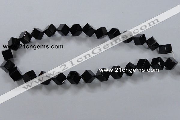 CAB832 15.5 inches 10*10mm cube black agate gemstone beads wholesale