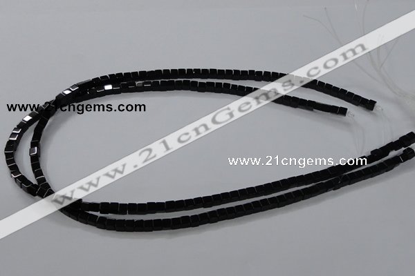 CAB833 15.5 inches 4*4mm cube black agate gemstone beads wholesale