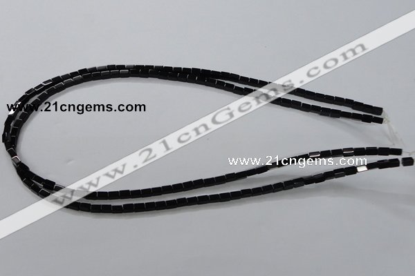 CAB837 15.5 inches 3*5mm cuboid black agate gemstone beads wholesale