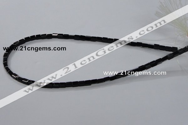 CAB838 15.5 inches 4*6mm cuboid black agate gemstone beads wholesale