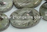 CAB84 15.5 inches 25*35mm oval silver needle agate gemstone beads