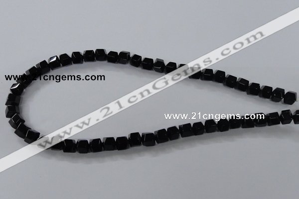 CAB841 15.5 inches 8*8mm faceted cube black agate gemstone beads wholesale