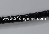 CAB842 15.5 inches 8*10mm bamboo shape black agate gemstone beads