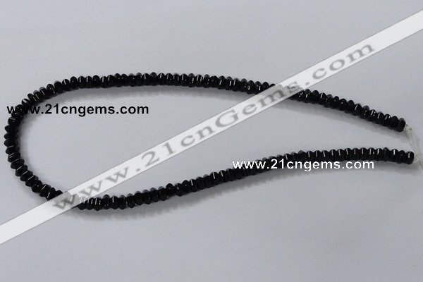 CAB843 15.5 inches 4*6mm rondelle black agate gemstone beads wholesale