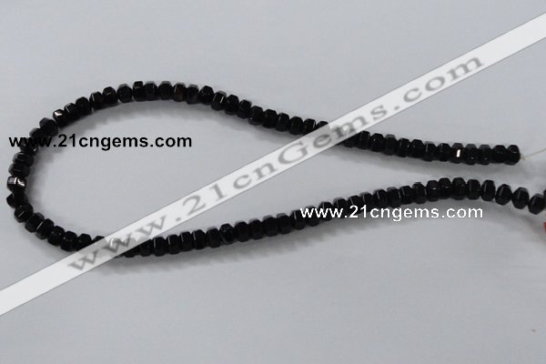 CAB844 15.5 inches 5*8mm rondelle black agate gemstone beads wholesale