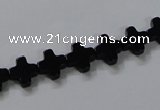 CAB845 15.5 inches 8*8mm cross black agate gemstone beads wholesale