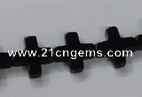 CAB846 15.5 inches 14*14mm cross black agate gemstone beads wholesale