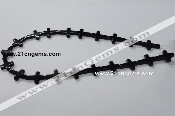 CAB847 15.5 inches 15*20mm cross black agate gemstone beads wholesale