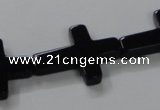 CAB848 15.5 inches 18*24mm cross black agate gemstone beads wholesale