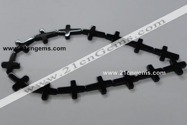 CAB848 15.5 inches 18*24mm cross black agate gemstone beads wholesale