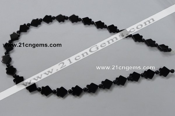 CAB849 15.5 inches 10*10mm fish black agate gemstone beads wholesale