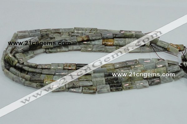 CAB85 15.5 inches 10*15mm rectangle silver needle agate gemstone beads