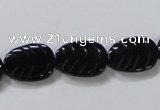 CAB851 15.5 inches 12*16mm leaf black agate gemstone beads wholesale