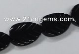 CAB853 15.5 inches 15*20mm leaf black agate gemstone beads wholesale