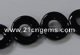 CAB854 15.5 inches 18mm donut black agate gemstone beads wholesale