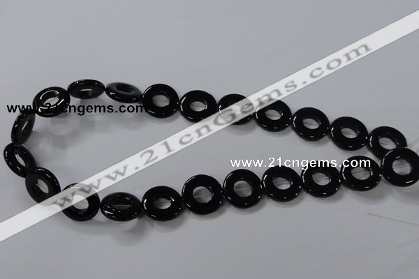 CAB854 15.5 inches 18mm donut black agate gemstone beads wholesale