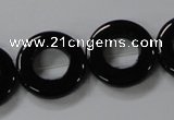 CAB855 15.5 inches 20mm donut black agate gemstone beads wholesale