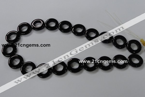 CAB855 15.5 inches 20mm donut black agate gemstone beads wholesale