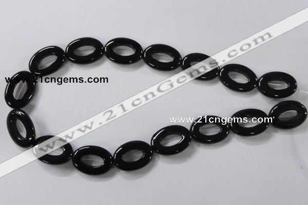 CAB859 15.5 inches 18*24mm oval black agate gemstone beads wholesale