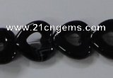 CAB860 15.5 inches 18*18mm heart black agate gemstone beads wholesale