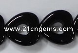 CAB861 15.5 inches 24*24mm heart black agate gemstone beads wholesale