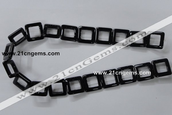 CAB862 15.5 inches 20*20mm square black agate gemstone beads wholesale