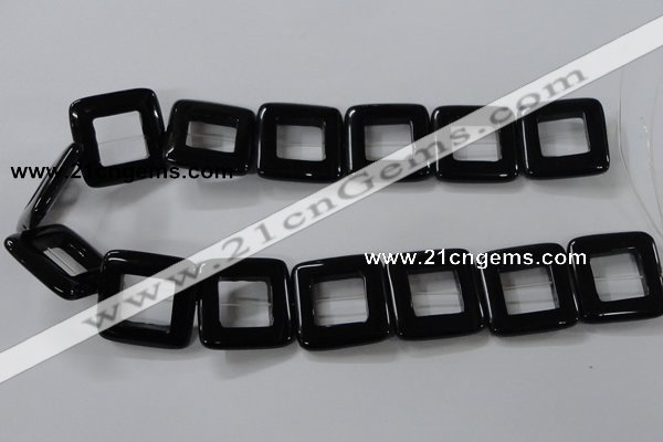 CAB863 15.5 inches 28*28mm square black agate gemstone beads wholesale