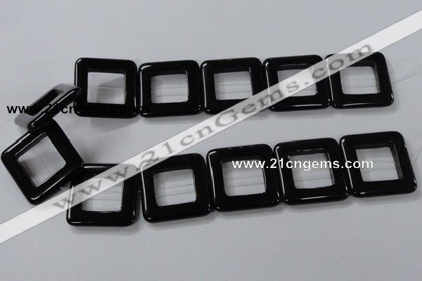 CAB864 15.5 inches 35*35mm square black agate gemstone beads wholesale