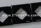 CAB865 15.5 inches 25*25mm square black agate gemstone beads wholesale