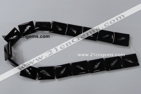 CAB866 15.5 inches 18*22mm rectangle black agate gemstone beads wholesale