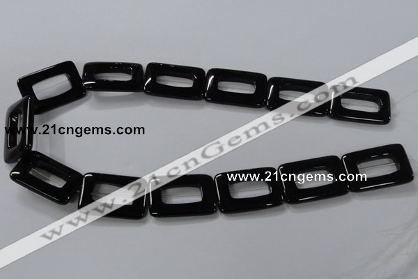 CAB867 15.5 inches 20*30mm rectangle black agate gemstone beads wholesale