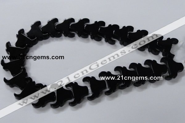 CAB869 15.5 inches 23*25mm ox-head black agate gemstone beads wholesale