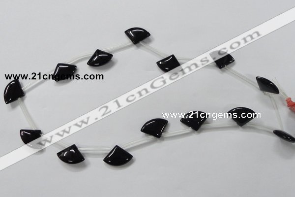 CAB871 14*20mm top-drilled triangle black agate gemstone beads wholesale