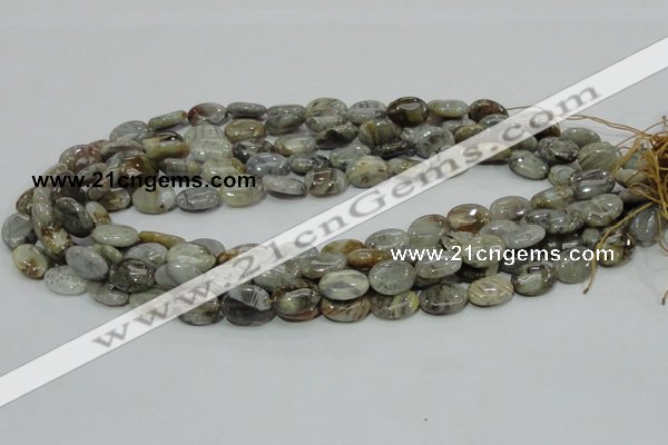 CAB89 15.5 inches 10*14mm oval silver needle agate gemstone beads