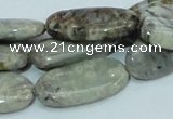 CAB91 15.5 inches 15*30mm oval silver needle agate gemstone beads