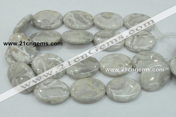 CAB914 15.5 inches 30*40mm oval natural crazy agate beads wholesale