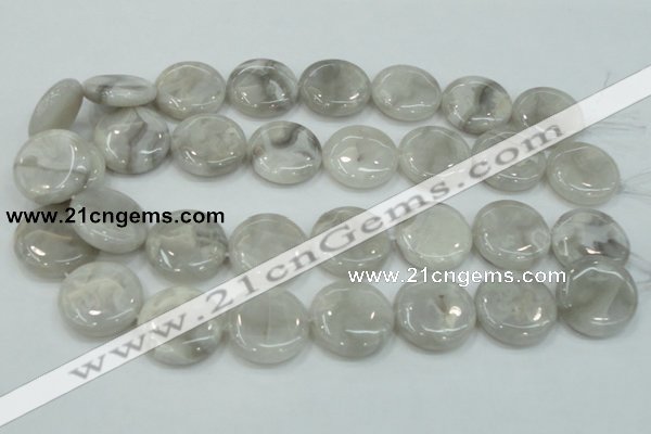 CAB917 15.5 inches 25mm flat round natural crazy agate beads wholesale