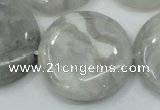 CAB918 15.5 inches 30mm flat round natural crazy agate beads wholesale