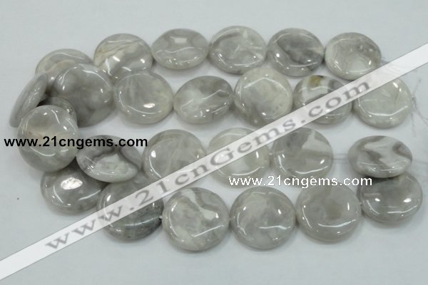 CAB918 15.5 inches 30mm flat round natural crazy agate beads wholesale